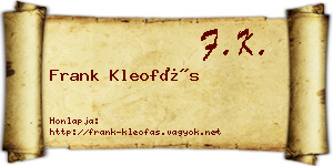 Frank Kleofás névjegykártya